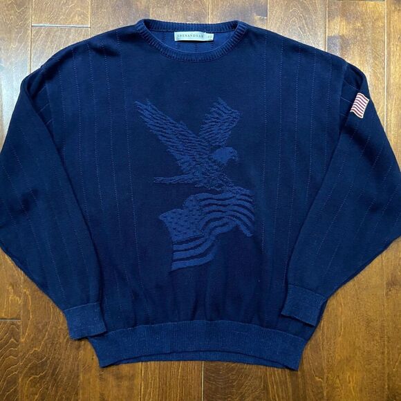 Shenandoah Vintage US Military Bald Eagle Navy Blue Pullover Sweater Men's XXL - Picture 2 of 8
